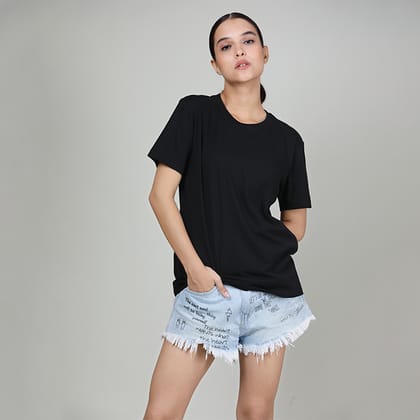 Black - Womens Half sleeves T- Shirt-XS