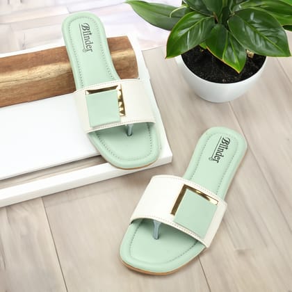 BLINDER Pista Green Slippers Flats 9