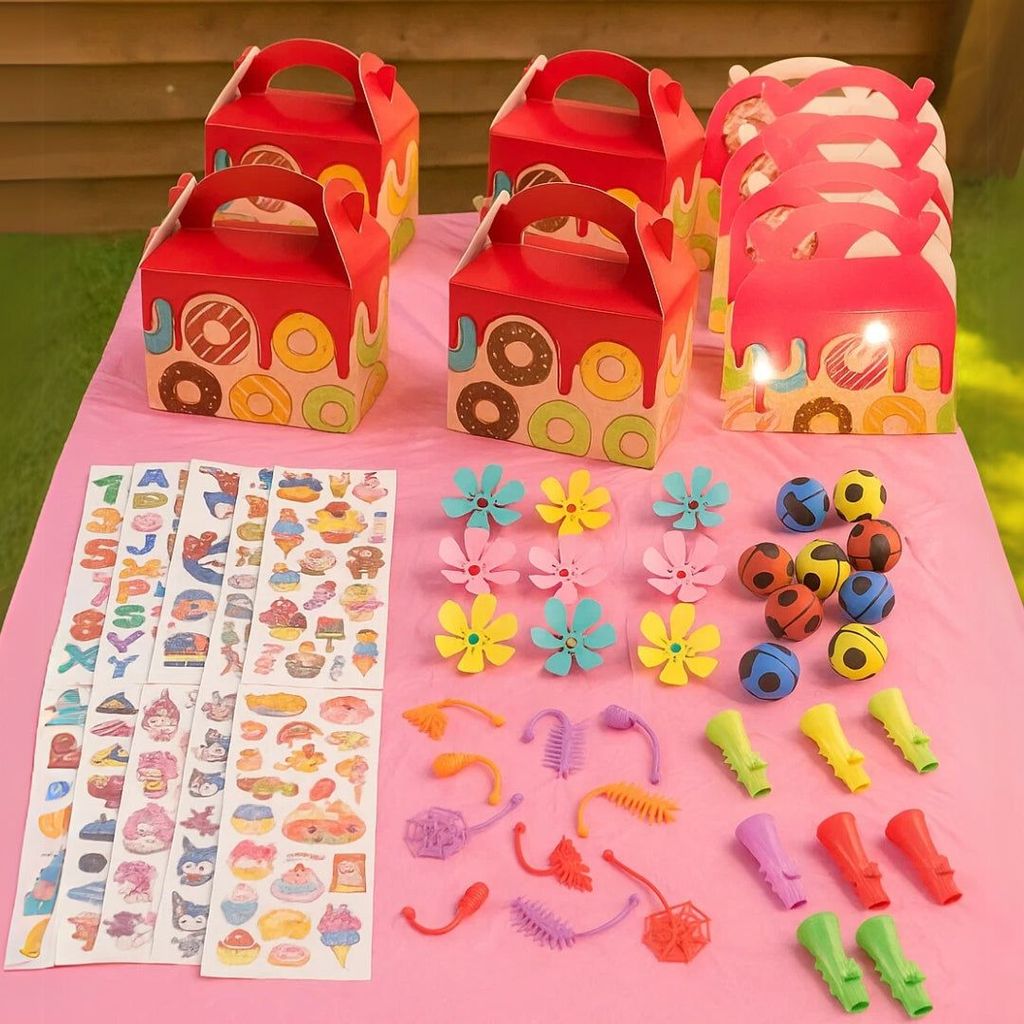 Donut Theme Treat Boxes with Mixed Return Gift Favors Combo Pack - 60PC - Party and Festive Needs | Buy online on ZillyBuy
