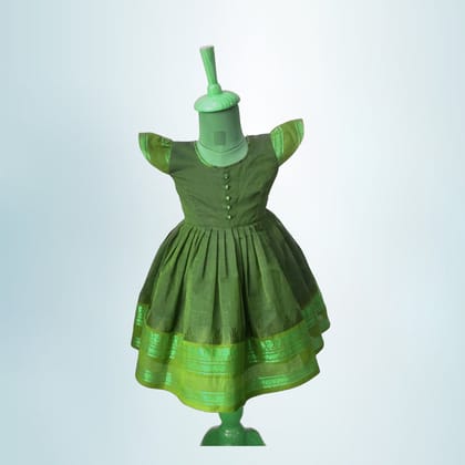 Traditional Green Silk Pattu Pavadai Dress for Girls | Ethnic Festive Wear | Party