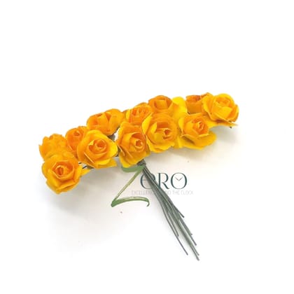 Bunch of 12 Pcs Hand Made Paper Flower - Orange Color