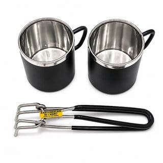 i WARE Stainless Steel Double Wall Tea/Coffee Mugs, Set of 2 Wire Tong Pakkad/Utensil Holder/Kitchen Pincers with Grip