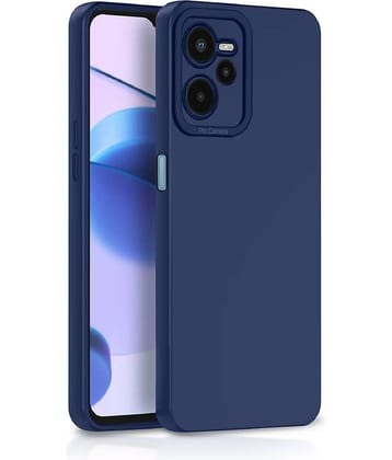 ZAMN - Blue Silicon Plain Cases Compatible For Realme C35 ( Pack of 1 )