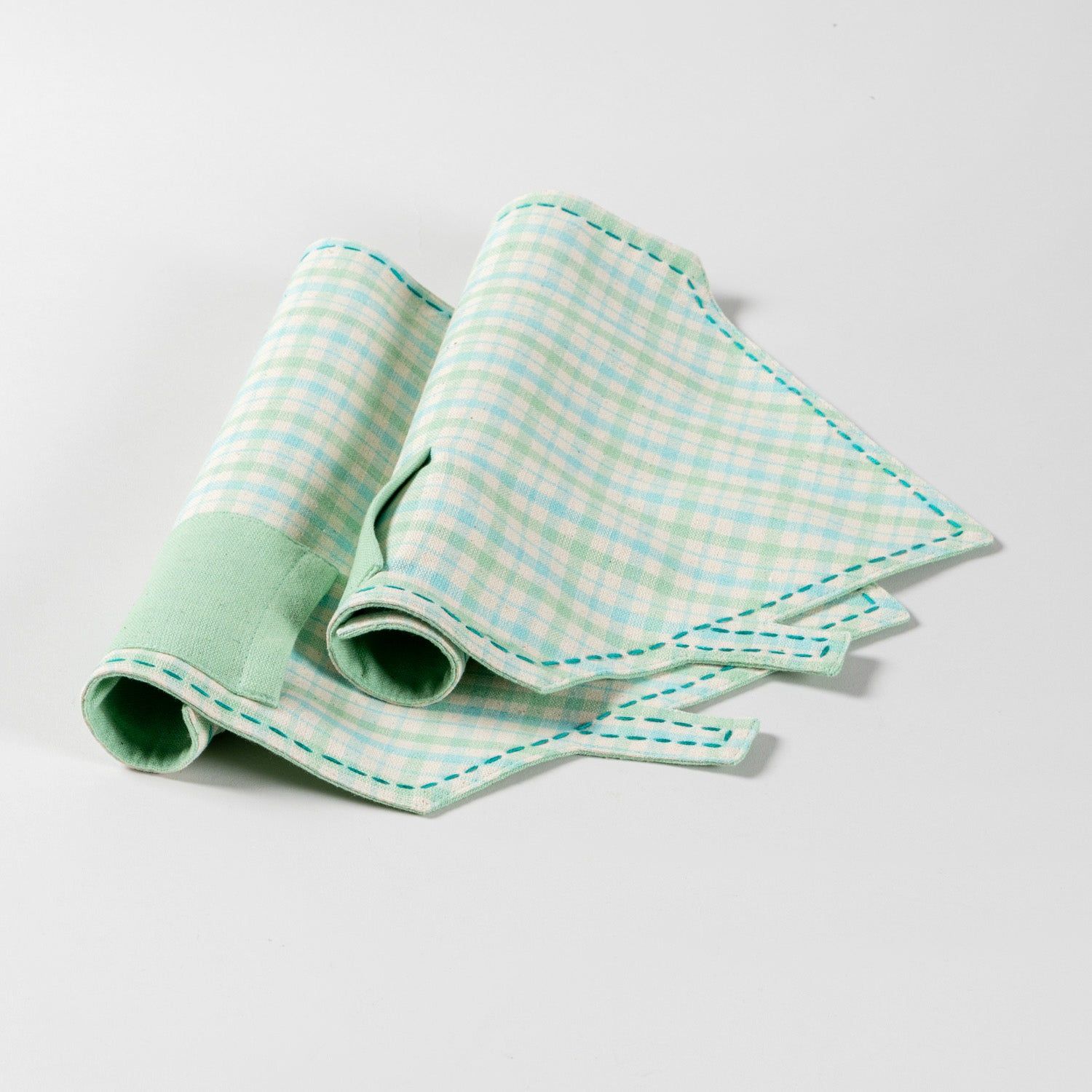 Hand Woven Blue/Green Place Mats Set of 2-9 Inches x 13 Inches / Blue / Green / Hand Woven Cotton