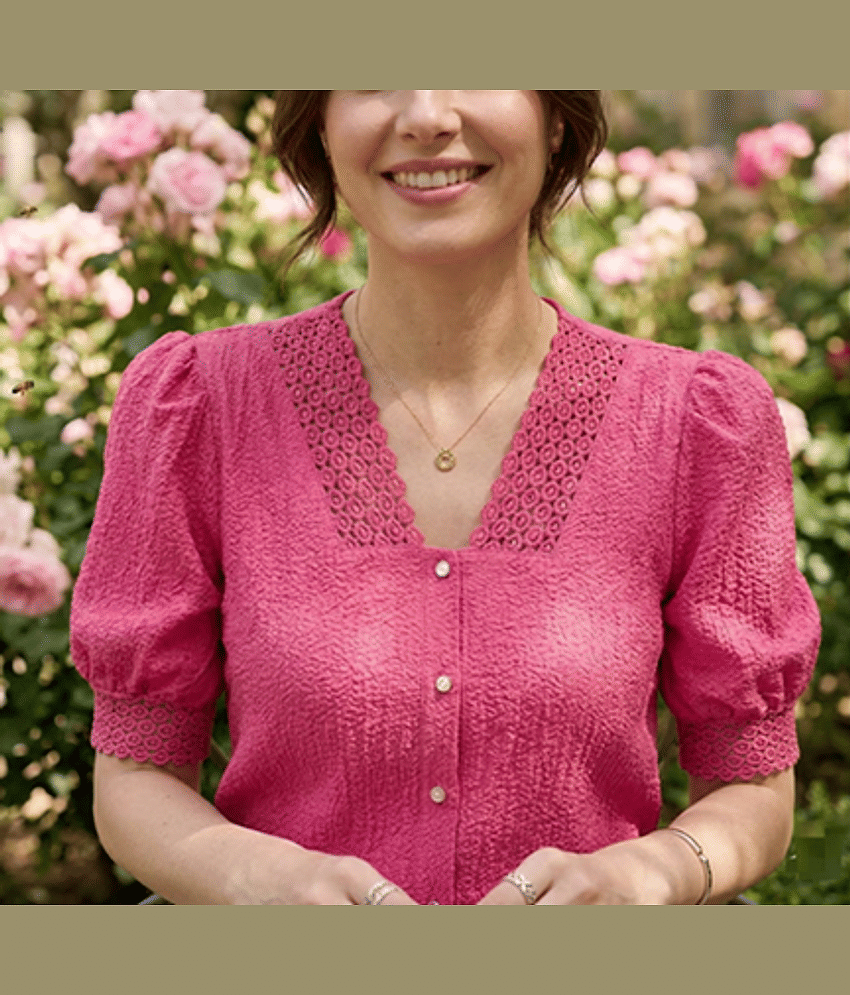Shop To Shop Women's Cotton Shirt Style Top ( Pink )