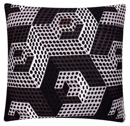 KoKo Home Abstract Print Cushion Cover16x16 inches (40 x 40 CMS) Black Color Cotton Fabric Square Shape with Zipper Closure for Sofa, Chair Seat, Bed - Set of 5