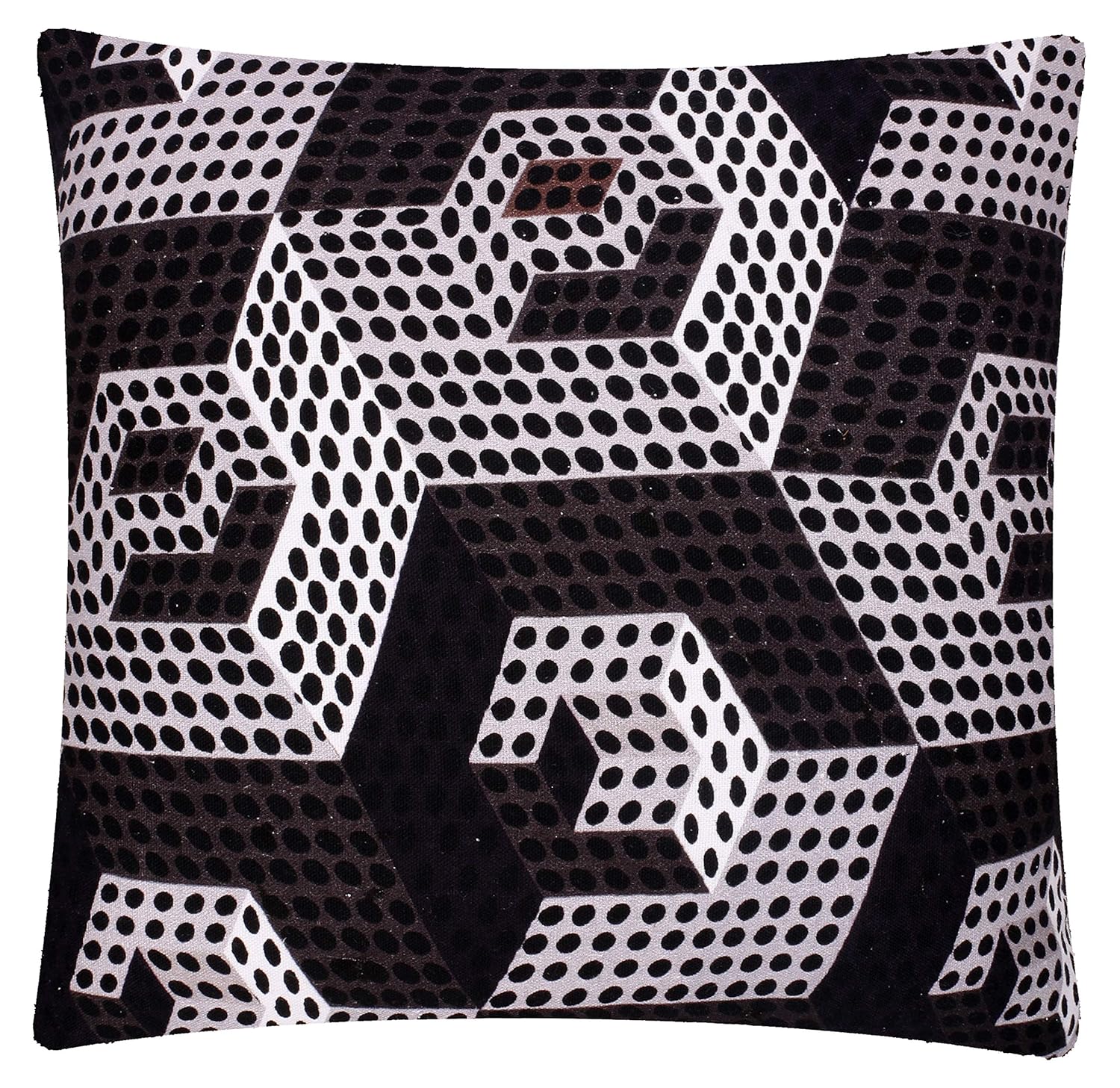 KoKo Home Abstract Print Cushion Cover16x16 inches (40 x 40 CMS) Black Color Cotton Fabric Square Shape with Zipper Closure for Sofa, Chair Seat, Bed - Set of 5