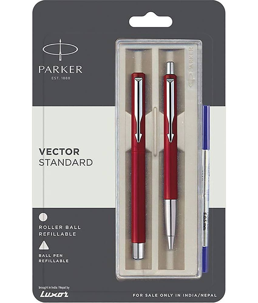 Parker Vector Std Roller Ball Pen+Ball Pen Black Ball Pen (Pack Of 3, Blue)