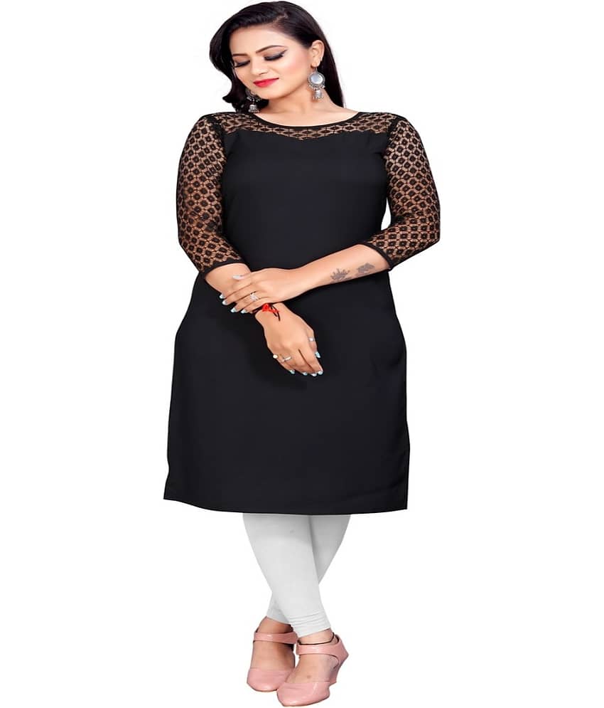Dream Beauty Fashion - Black Crepe Women's Straight Kurti ( Pack of 1 )
