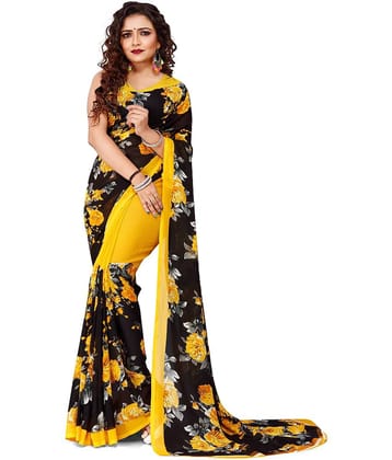 Vkaran Net Cut Outs Saree With Unstitched Blouse Piece ( Multicolor )