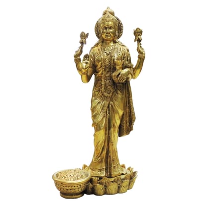 Brass Laxmi Ji Idol Statue | Goddess Lakshmi Puja Murti, Height : 24.5 Inch (BSMAS1873 L)
