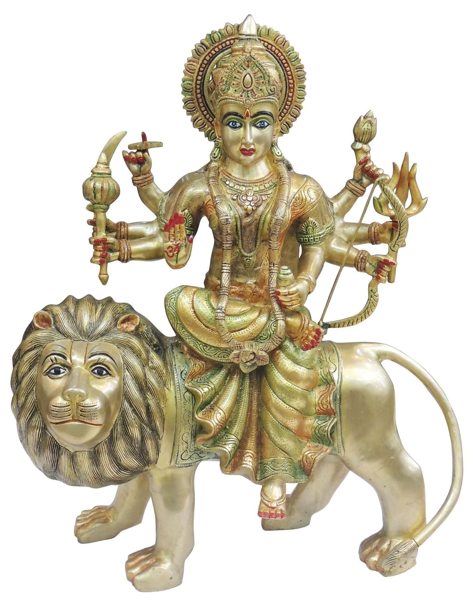Brass Showpiece Durga Ji God Idol Statue - 19.5*8*24 Inch (BS937 K)