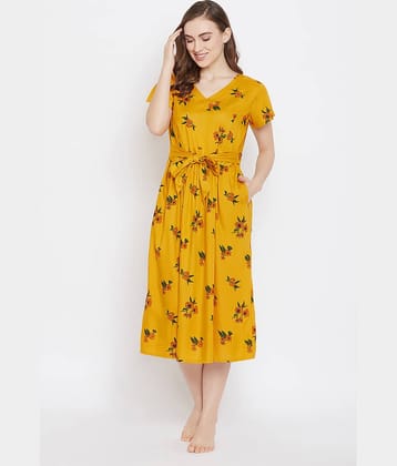 Clovia Yellow Rayon Women's Nightwear Nighty & Night Gowns ( Pack of 1 )