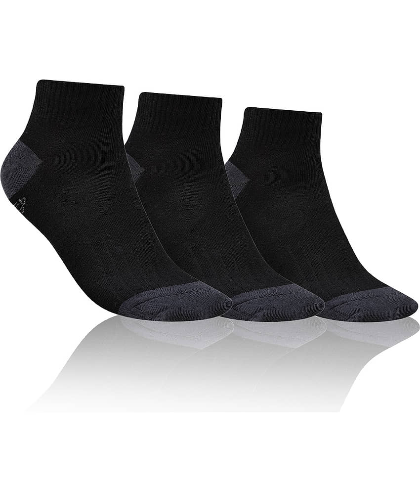Dollar - Cotton Men's Solid Black Ankle Length Socks ( Pack of 3 )