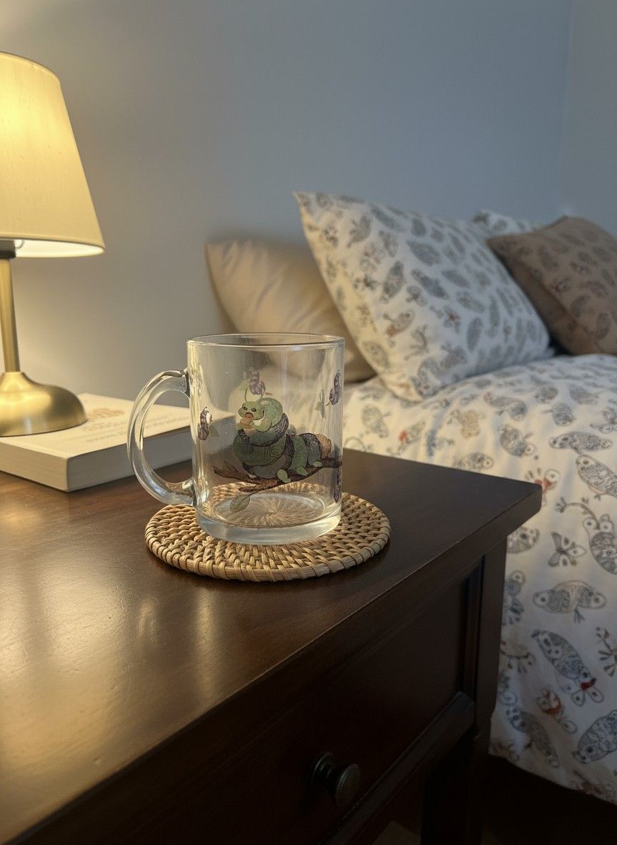 Ivvory Caterpillar Glass Coffee Mug (Standard Size) | Printed Glassware | Daily Beverage Cup