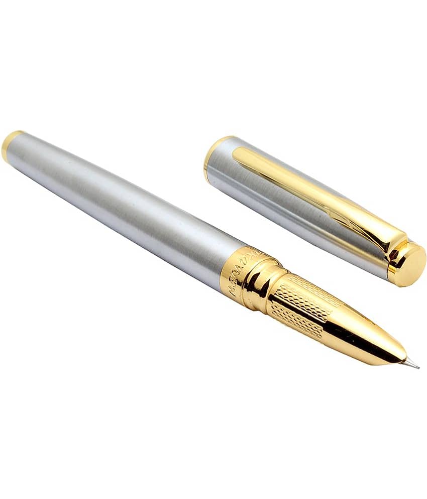 Srpc Dikawen 8075 Steel Body Fountain Pen Hooded Fine Nib Golden Trims