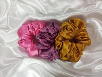 Luxury Satin Scrunchie Bundle  Aesthetic Silk Hair Accessory Set 3 PCS Random color