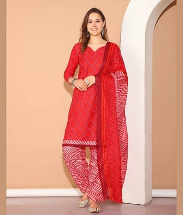 wonder weave Women Cotton Blend Printed Straight Kurti With Patiala Salwar ( Maroon )