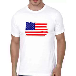 HIT SQUARE White Pure Cotton Round Neck Printed For Men