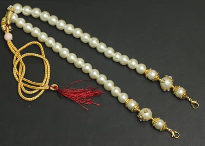 10 Pcs, Beaded Necklace Dori White-Pink / Glass