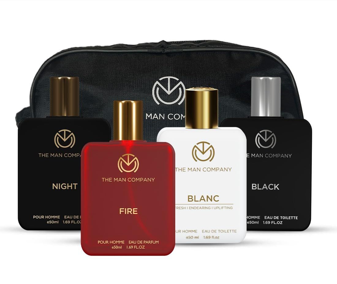 The Man Company Premium Perfume Gift Set for Man 4 X 50ml with a Travel Bag - A Gentleman's Choice | Luxury Long-Lasting Fragrance For Man | Anniversary fragrance | Valentine Gift For Boyfriend | For Party, Outing, Office & Date The Man Company Premium P