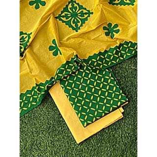 Applique Cotton Dress Material Suit Set