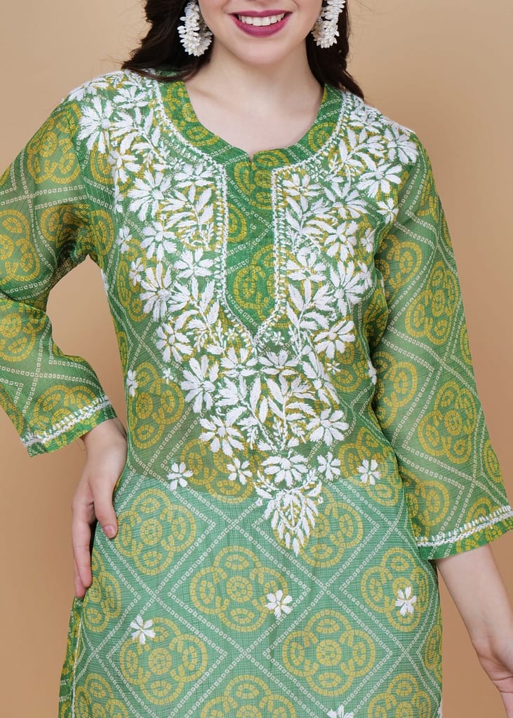 Chikankari Dreams of Kota Straight Kurta - Green