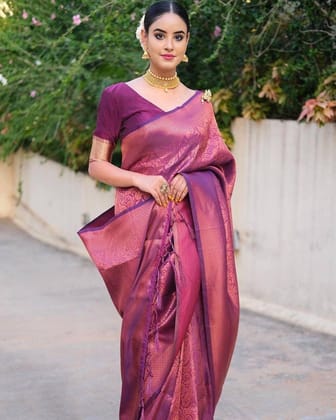 Zari Work Silk Saree With Blouse Piece