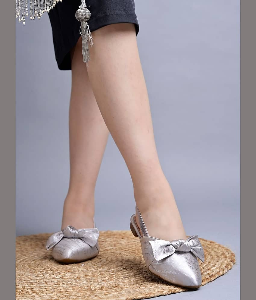 Shoetopia Silver Women's Casual Ballerinas