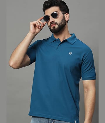 renuovo Pack of 1 Polyester Regular Fit Solid Half Sleeves Men's Polo T Shirt ( Teal Blue )