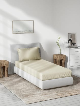 DDECOR - Spectrum Collection 100% Cotton Dyed Pattern 180TC Single Bedsheet|152 CM X 224 CM| - Beige