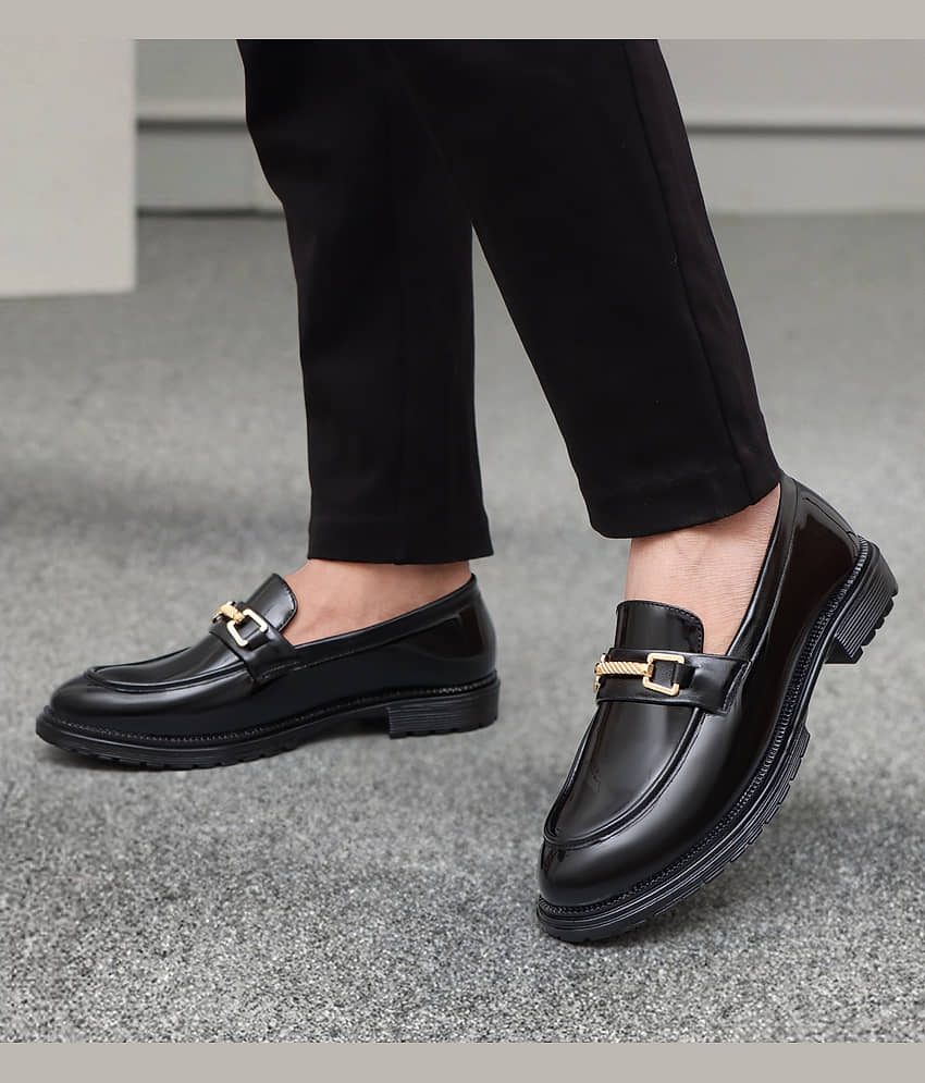 SHUAN Black Men's Mocassin Formal Shoes