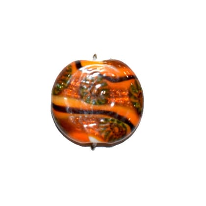 Handmade Fancy Lampwork Glass Beads For Jewelry Making Necklace , Earring and Bracelet (Flat Rouund) SFL-1093-Per Packet 25 Pcs / 22X10 MM