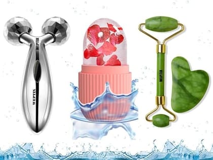 3D Manual Roller Face Body Massager With And Anti Aging 100% Natural Jade Stone Roller Msagger With Gua Sha Tools for Face and Body Massager (Combo) 3D Manual Roller Face Body Massager With And Anti Aging 100% Natural Jade Stone Roller Msagger With Gua Sha Tools for Face and Body Massager (Combo)