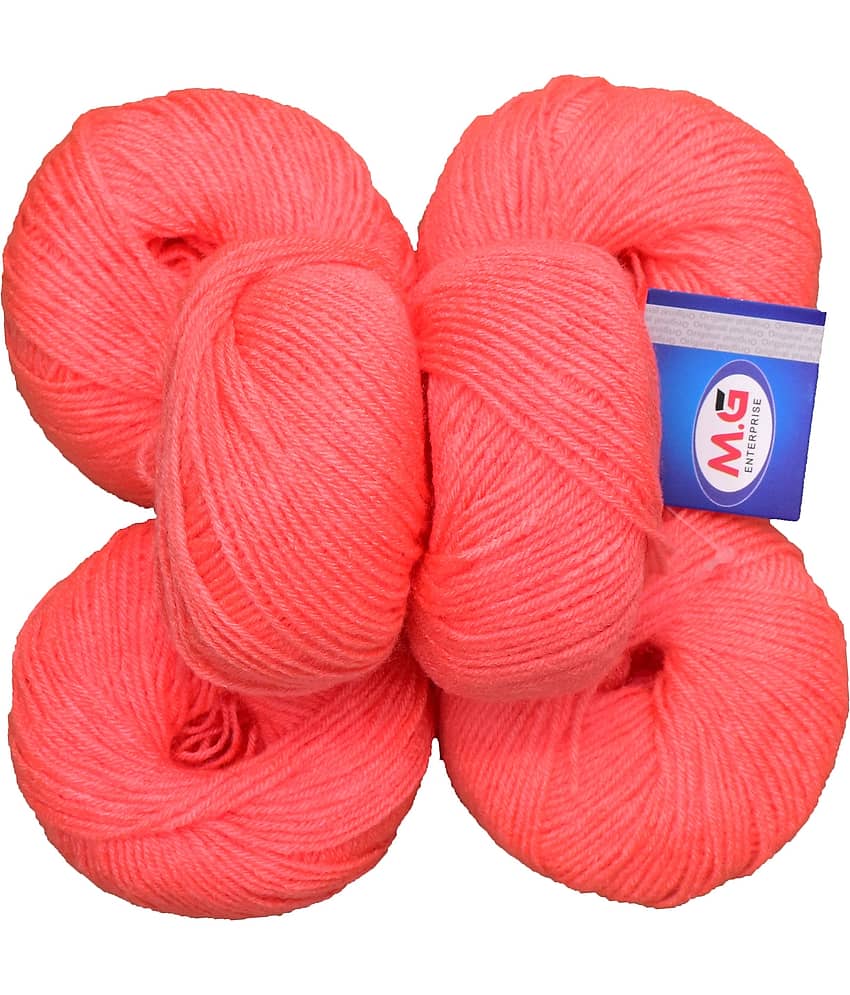 100% Acrylic Wool Peach (6 pc) Baby Soft Wool Ball Hand Knitting Wool/Art Craft Soft Fingering Crochet Hook Yarn, Needle Knitting Yarn Thread Dyed