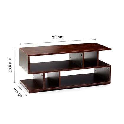 Engineered Wood Coffee Table (Walnut) | Living Room Center Table | Suede Finish | 1 Surface Top and 2 Shelves | Warranty Protected| Installation Provided