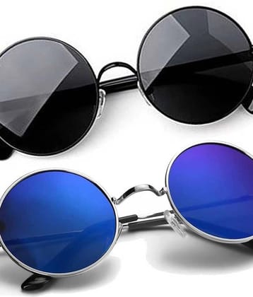 Elligator Multicolor Round Sunglasses ( Pack of 2 ) - Medium