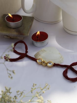 Mayin Maroon Kundan Rakhi-Maroon