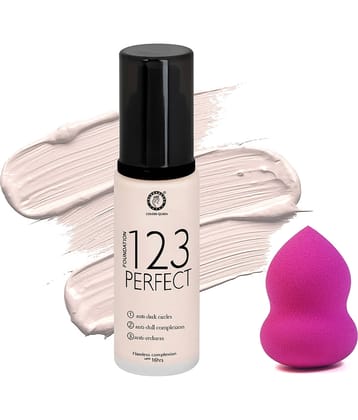 Colors Queen 123 Perfect Foundation with 1 Beauty Blender (Combo of 2)