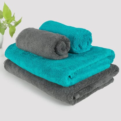Heelium Bamboo Bath & Hand Combo - Set of 4-Stone Grey | Ocean Teal