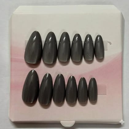 Premium Press-On Nails Set  Reusable False Nails Kit with Glue Tabs  Glossy Matte Artificial Nails for Women  Full Cover Nail Tips for Salon-Quality Manicure at Home  Multiple Shades Available (Dark Grey Brown)
