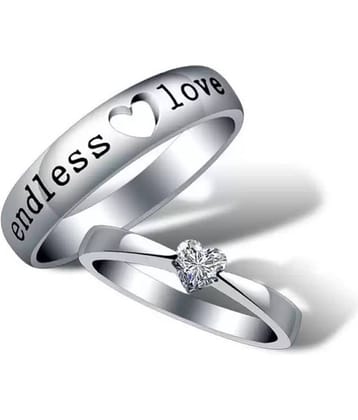 HEER COLLECTION - Silver Couple Ring ( Pack of 2 )