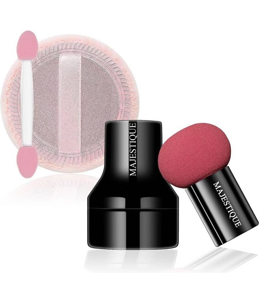 Majestique 2Pcs Set Powder Puff & Mushroom Head Sponge With Case, Makeup Foundation Sponge