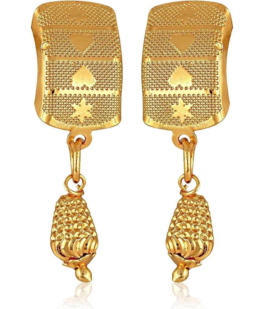 VIVASTRI Golden Stud Earrings ( Pack of 1 )