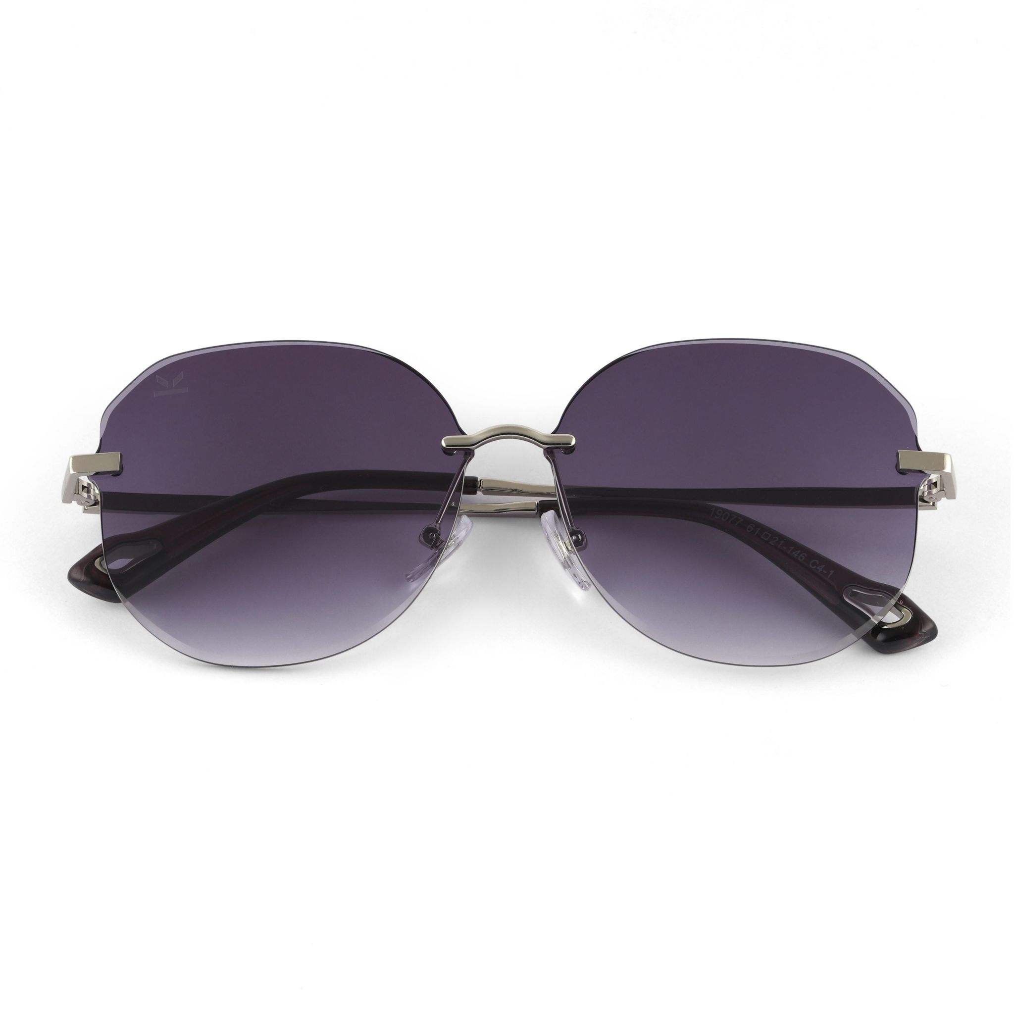 PERKEY UV Protected Stylish Rimless Sunglasses For Women - PRKY0015-C1-Large / Gold / Gray