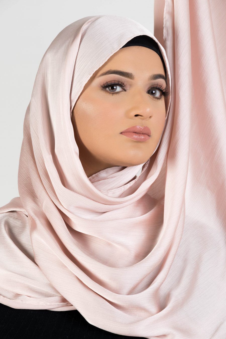 Crinkle Silk - Satin Hijab - Pink Blush
