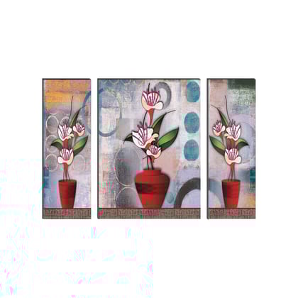 6MM MDF Set of 3 Botanical Floral Satin Matt Texture UV Art Painting