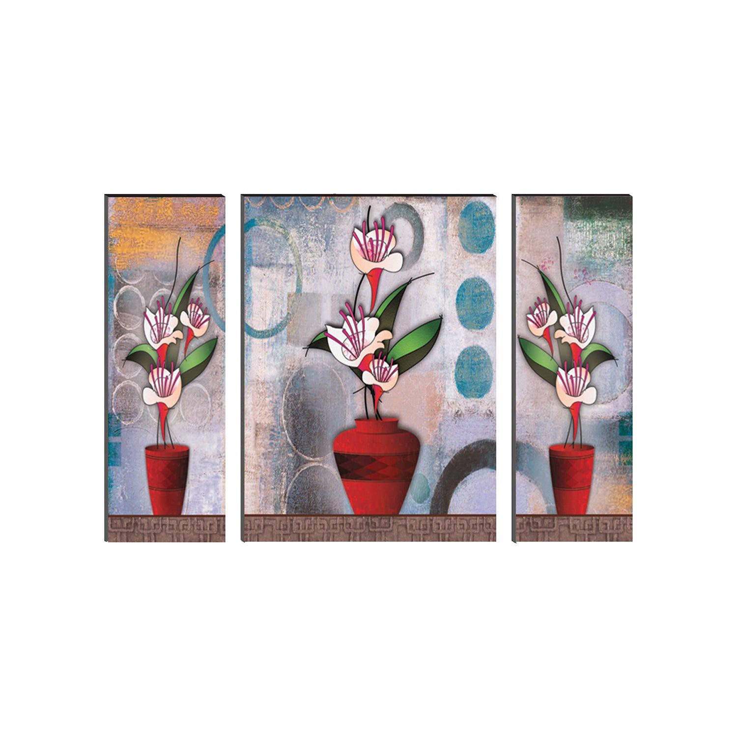6MM MDF Set of 3 Botanical Floral Satin Matt Texture UV Art Painting