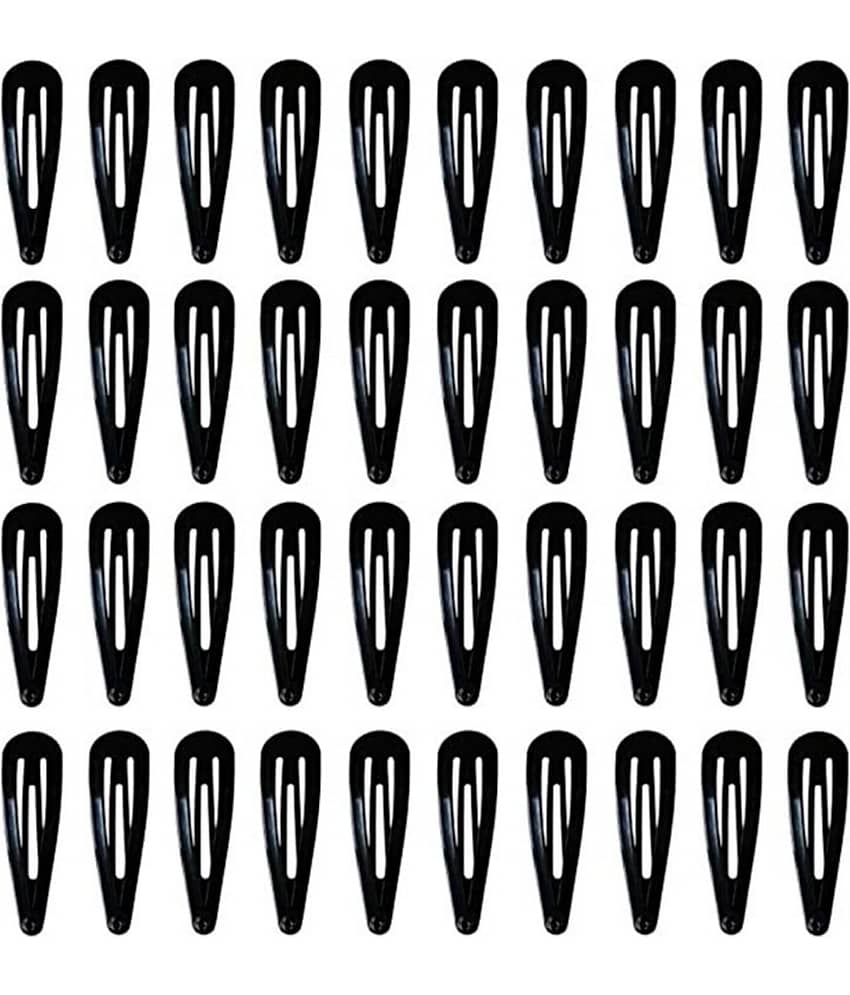 KTU 40 pcs Black Barrettes Small Snap Clip Size 30 mm(Small) Women Metal Hair Clips Accessories Water Drop Female Hair Clips