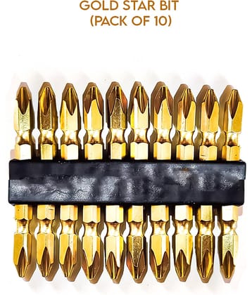 LXMI Professional Extra Hard, Double Ended Star Screwdriver Bits, Type Ph2-Ph2, Length 45mm, Gold (Pack Of 10)